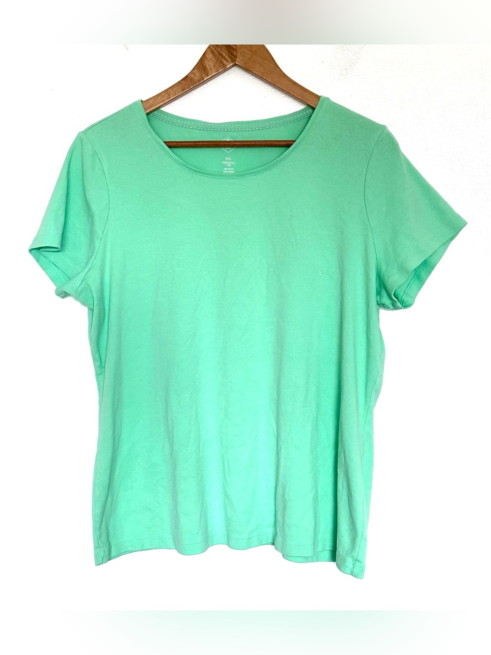 St John’s Bay Shirt Women’s XXL Green Cotton Short Sleeve Pullover Top